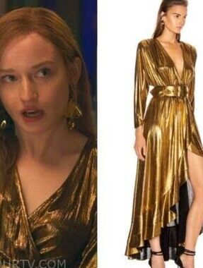 NWT Retrofete Gold Wayne Wrap Dress